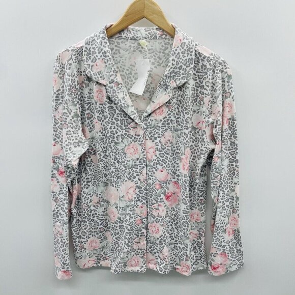 Flora by Flora Nikrooz Womens Medium Tammy Floral Notch Collar Pajama Top 609 - Picture 1 of 6